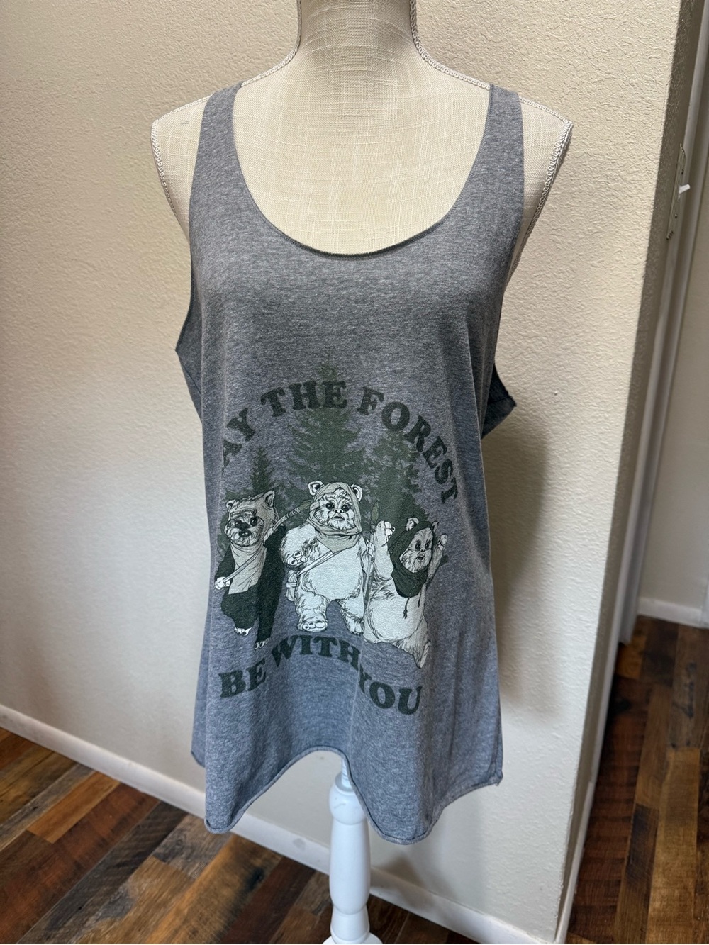 Star Wars - May The Forest Be With You - Gray Graphic Forest Tank Top - XXL